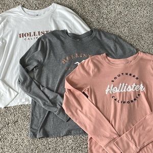 3 long sleeve Hollister T-Shirts all in size S